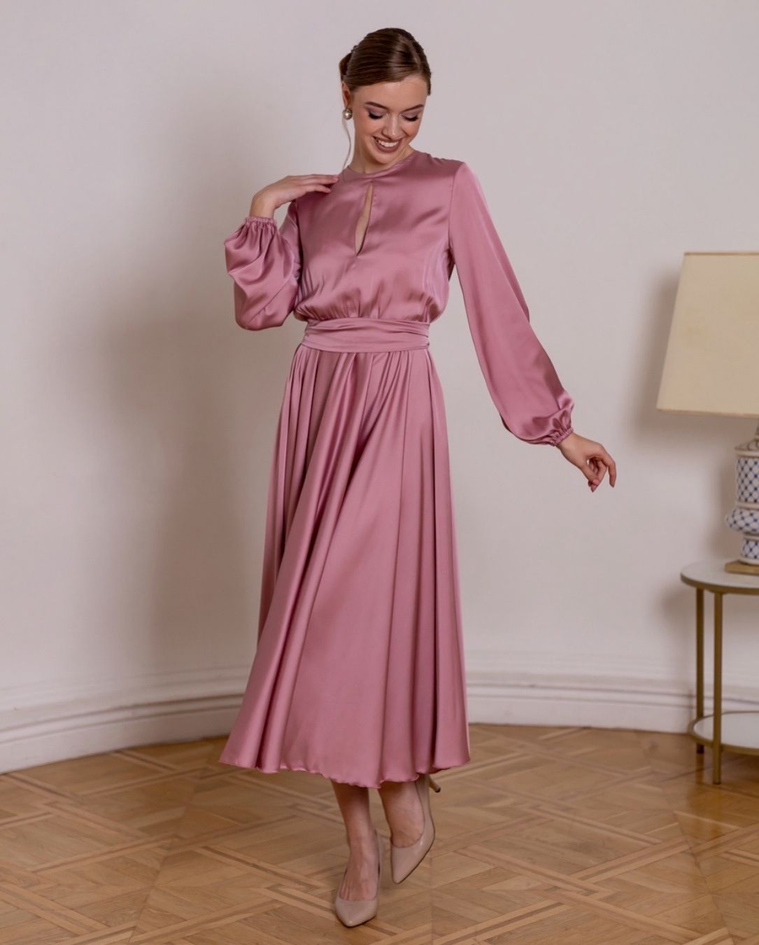 Rose Gold Formal Midi Dress