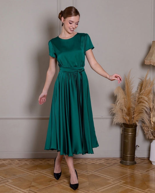 Emerald Green Formal Midi Dress