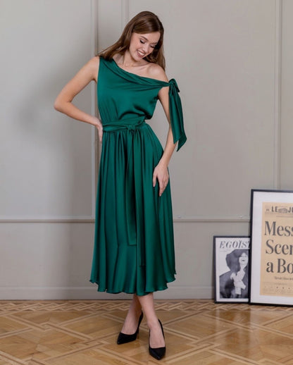 Emerald Green Midi Cocktail Dress