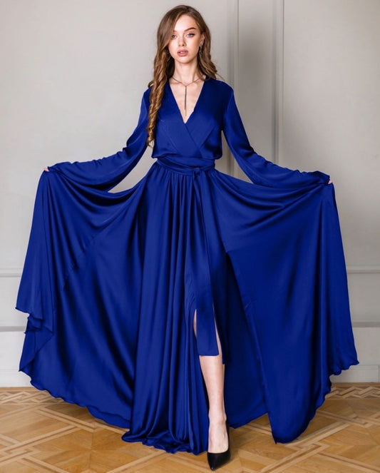 Long Cocktail Electric Blue Dress