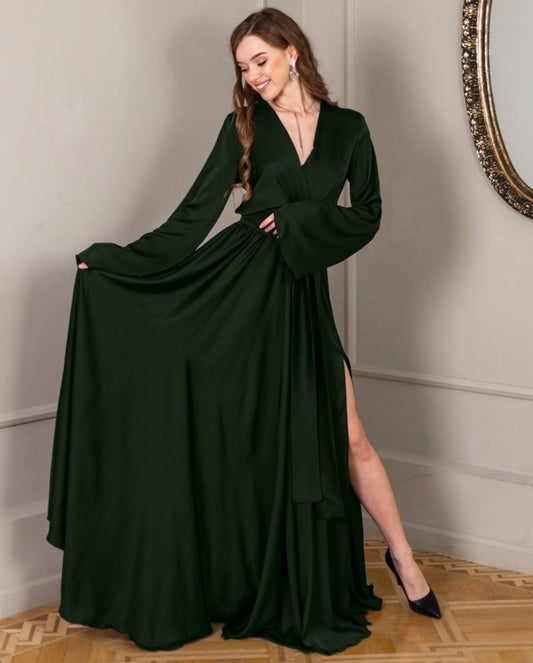 Long Formal Olive Green Dress