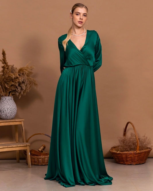 Emerald Green Open Back Maxi Dress