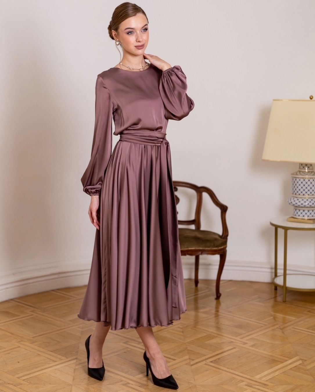 Brown Midi Cocktail Dress