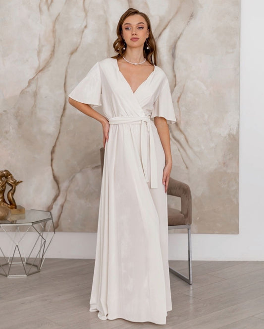 White Long Elegant Velvet Dress