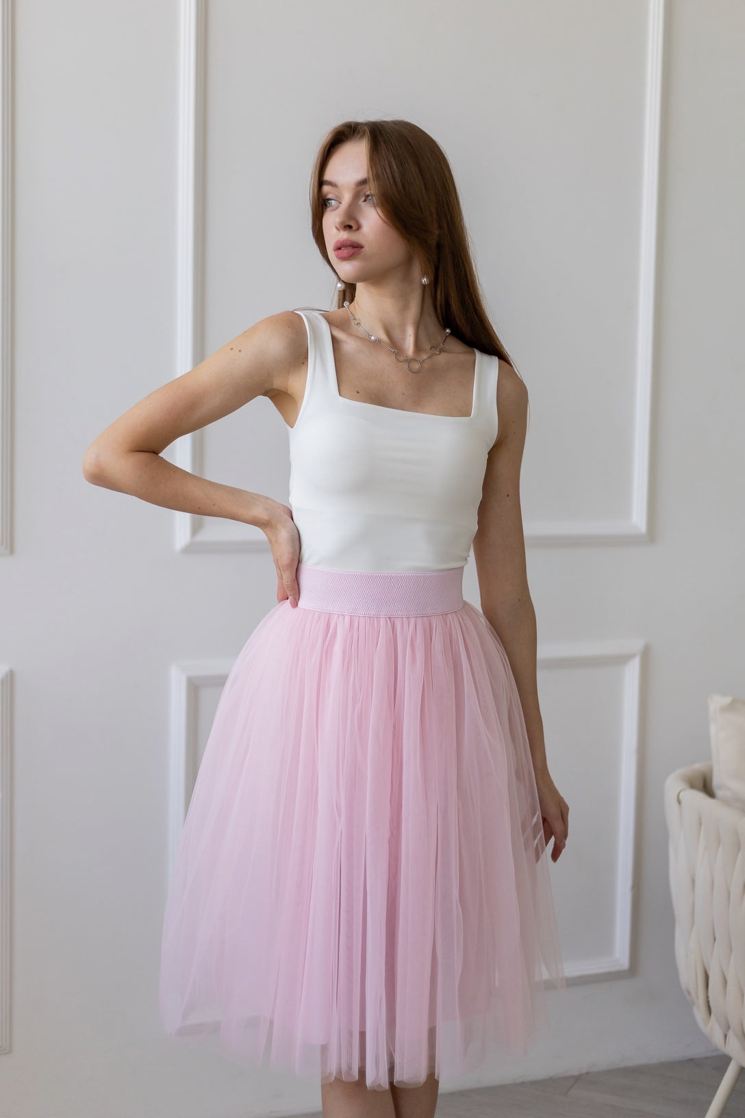 White Custom Tulle Skirt