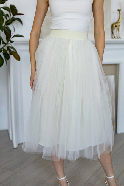 White Custom Tulle Skirt