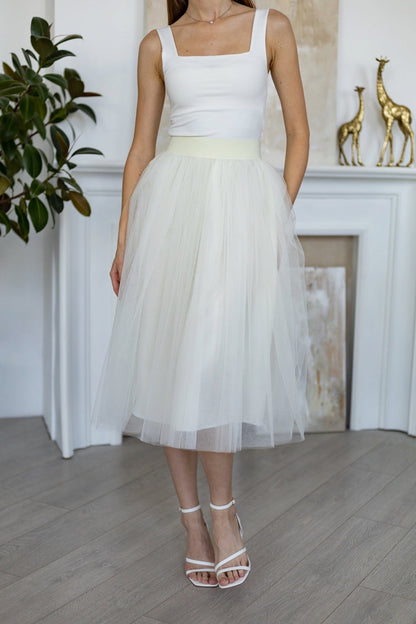 White Custom Tulle Skirt