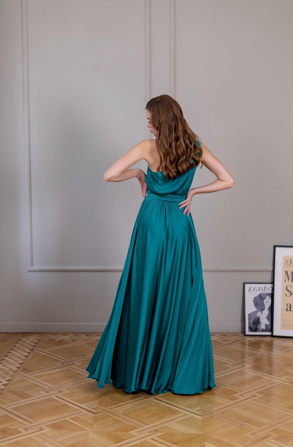 Turquoise One Shoulder Dress Long - Lansy Custom Dresses