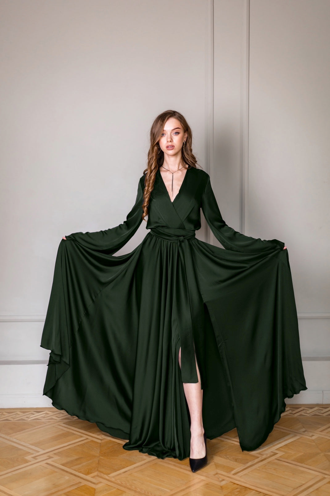 Long Formal Olive Green Dress - Lansy Custom Dresses