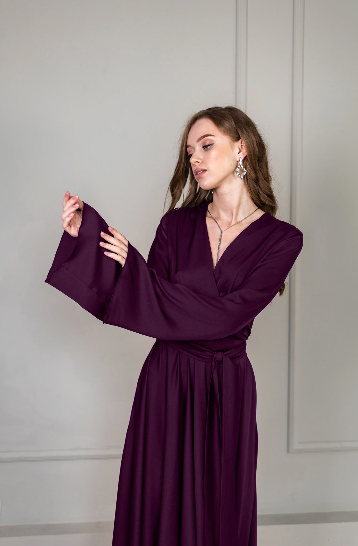 Maxi Satin Plum Cocktail Dress - Lansy Custom Dresses