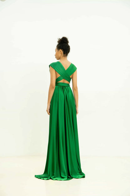 Green Long Convertible Dress - Lansy Custom Dresses