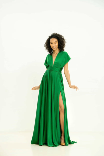 Green Long Convertible Dress - Lansy Custom Dresses