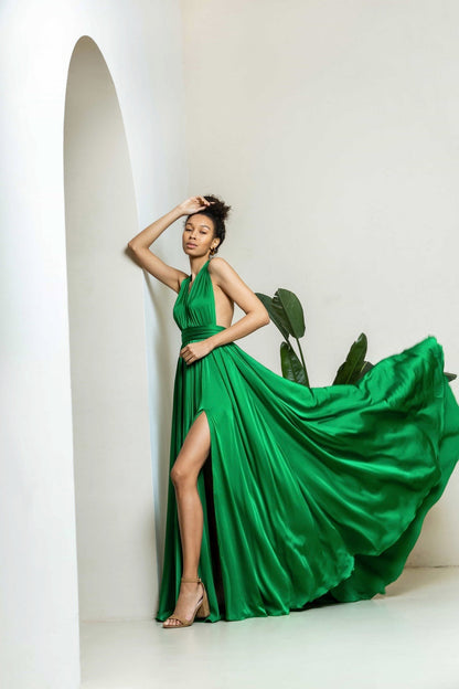 Green Long Convertible Dress - Lansy Custom Dresses