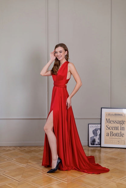 Long Cocktail Red Infinity Dress - Lansy Custom Dresses