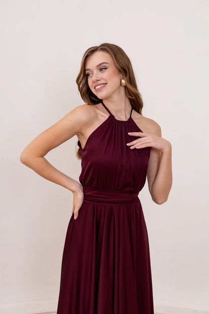 Long Formal Sleeveless Maroon Dress - Lansy Custom Dresses