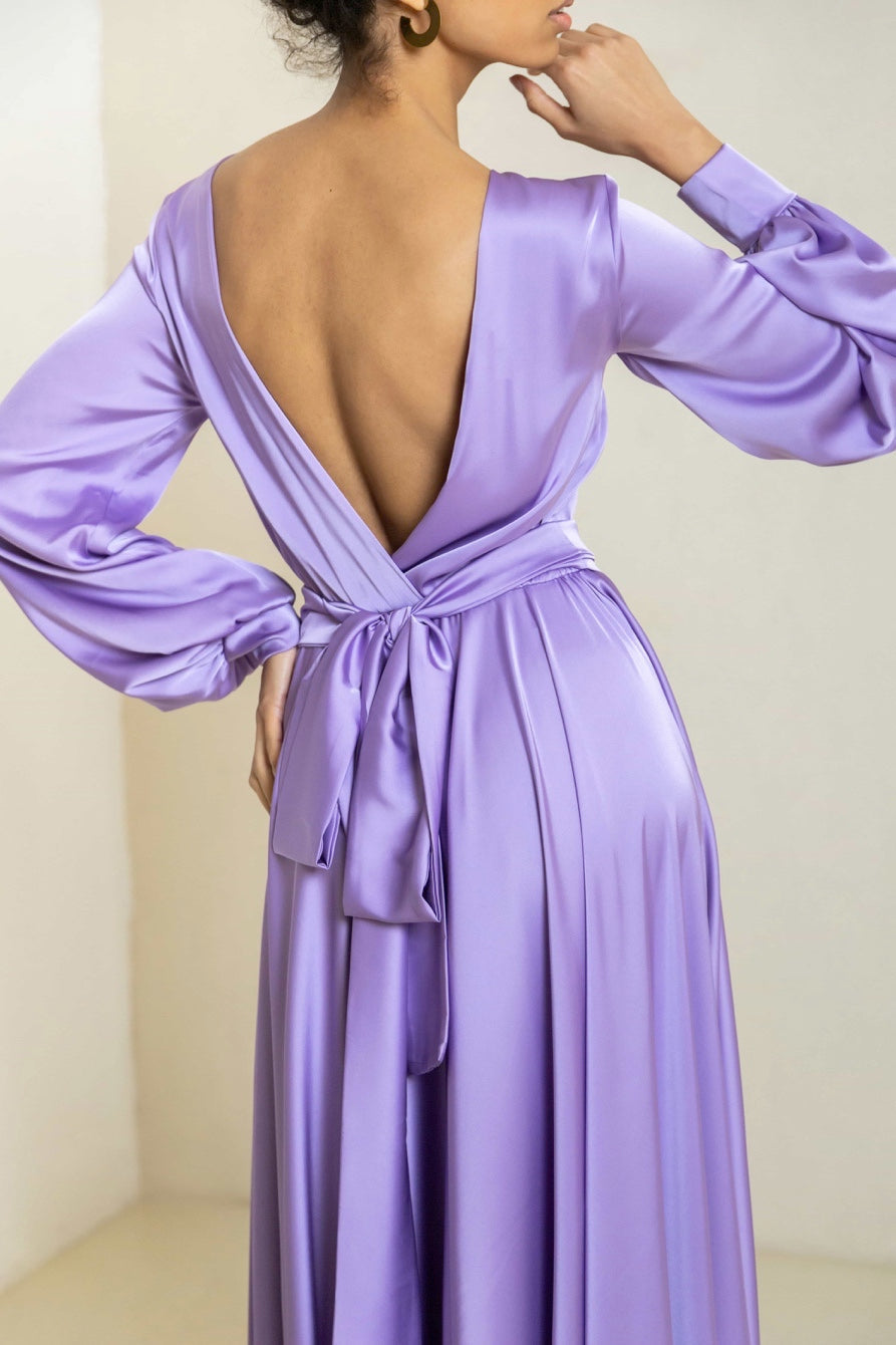 Lilac Open Back Maxi Dress - Lansy Custom Dresses