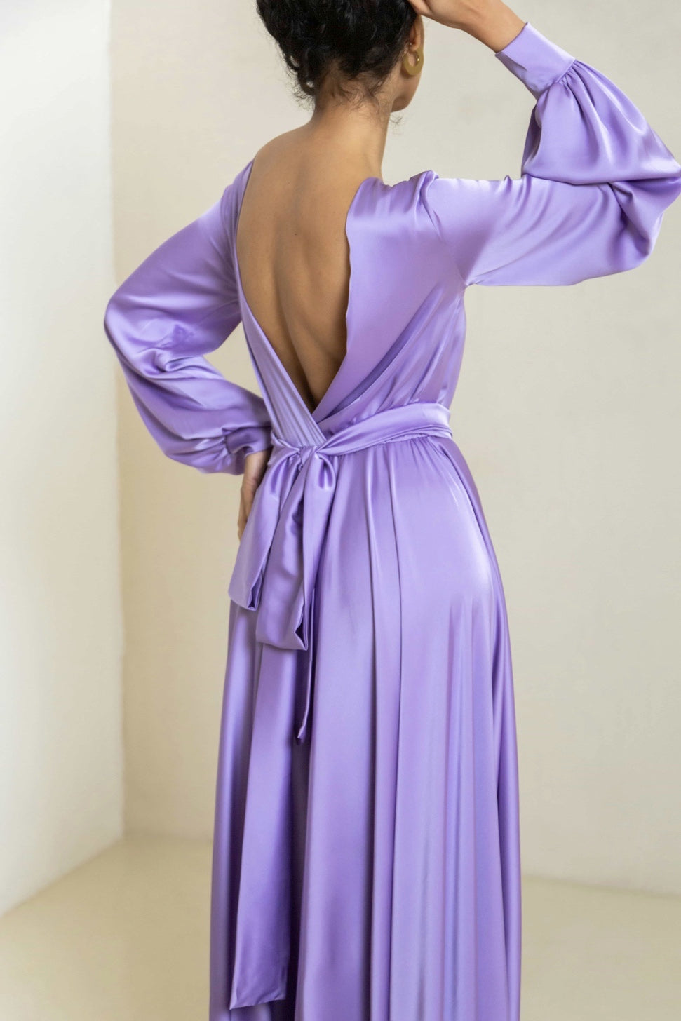 Lilac Open Back Maxi Dress - Lansy Custom Dresses