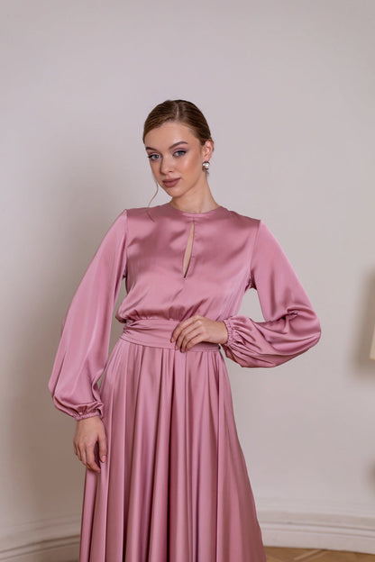 Rose Gold Formal Midi Dress - Lansy Custom Dresses