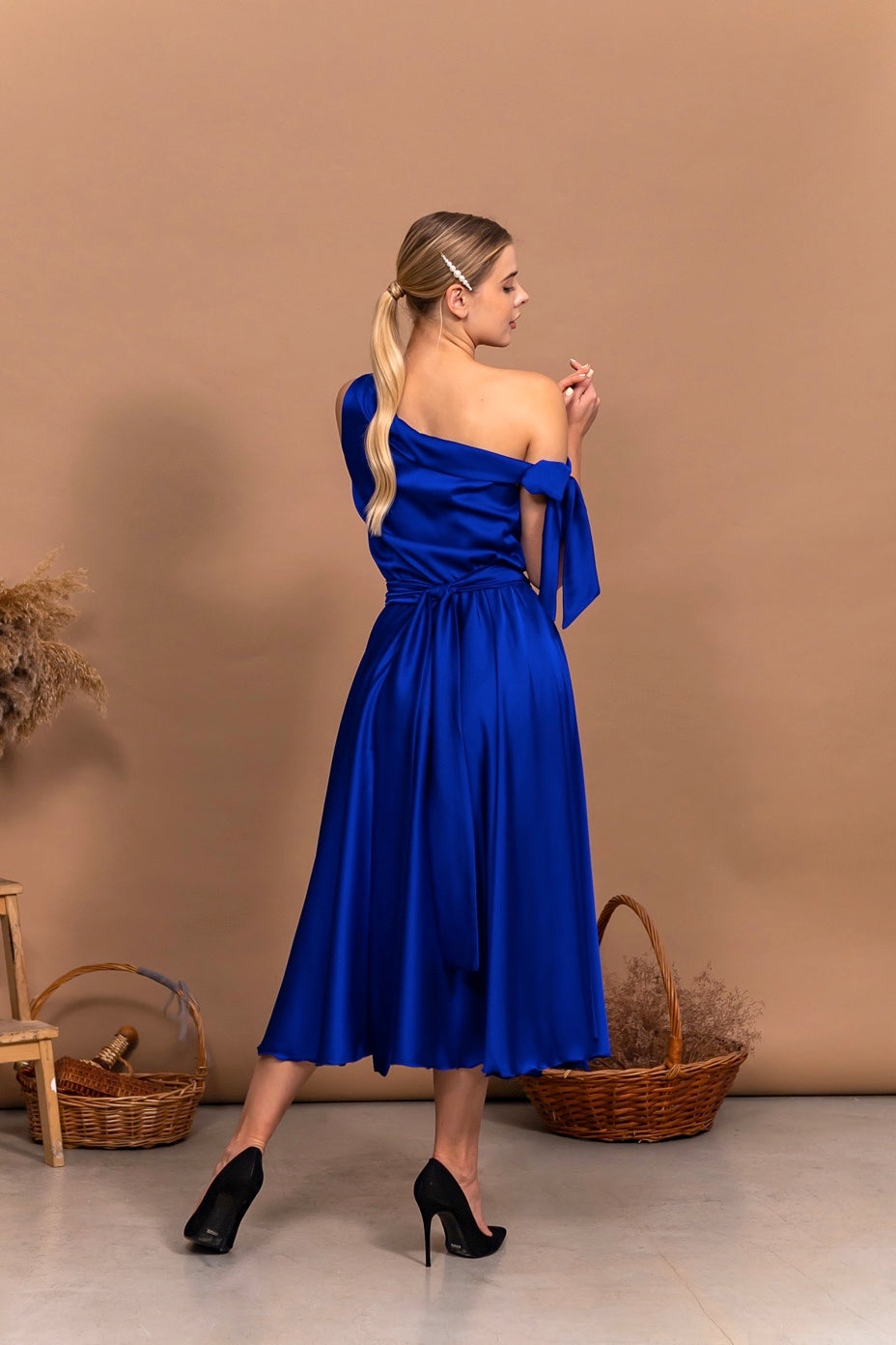 Blue Evening Midi Dress - Lansy Custom Dresses