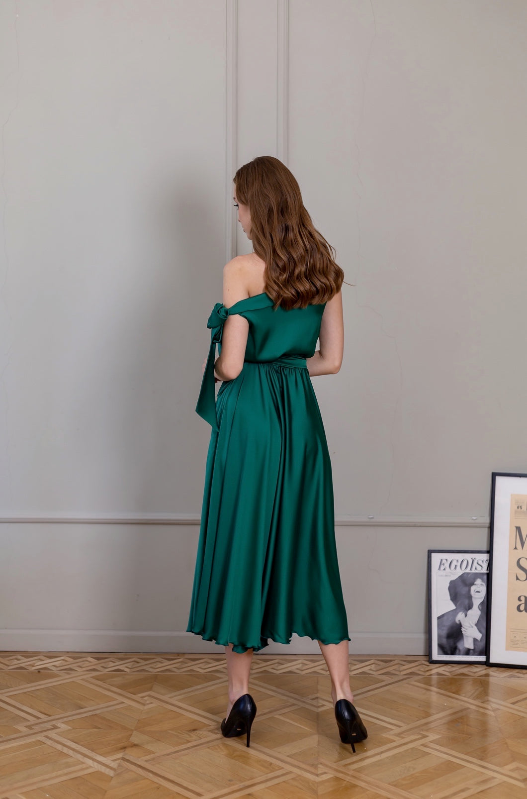 Emerald Green Midi Cocktail Dress - Lansy Custom Dresses