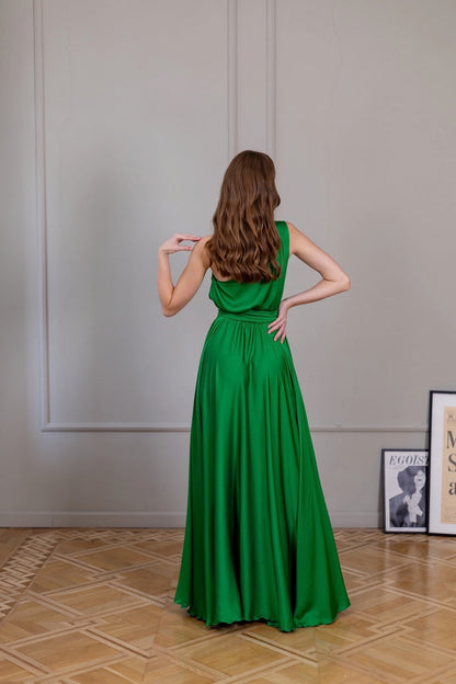 Green One Shoulder Cocktail Dress - Lansy Custom Dresses