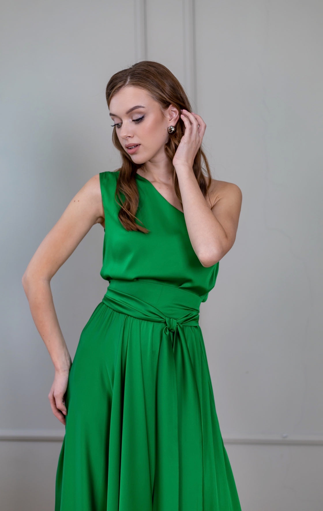 Green One Shoulder Cocktail Dress - Lansy Custom Dresses