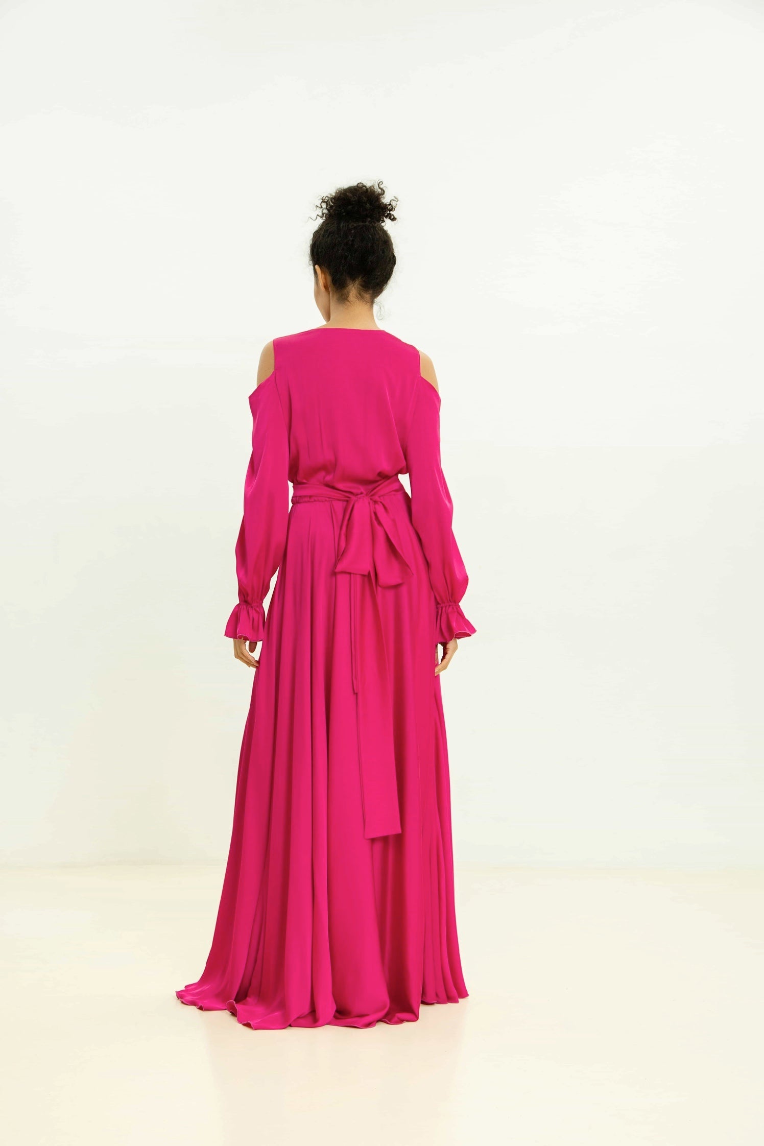 Floor Length Satin Magenta Dress - Lansy Custom Dresses