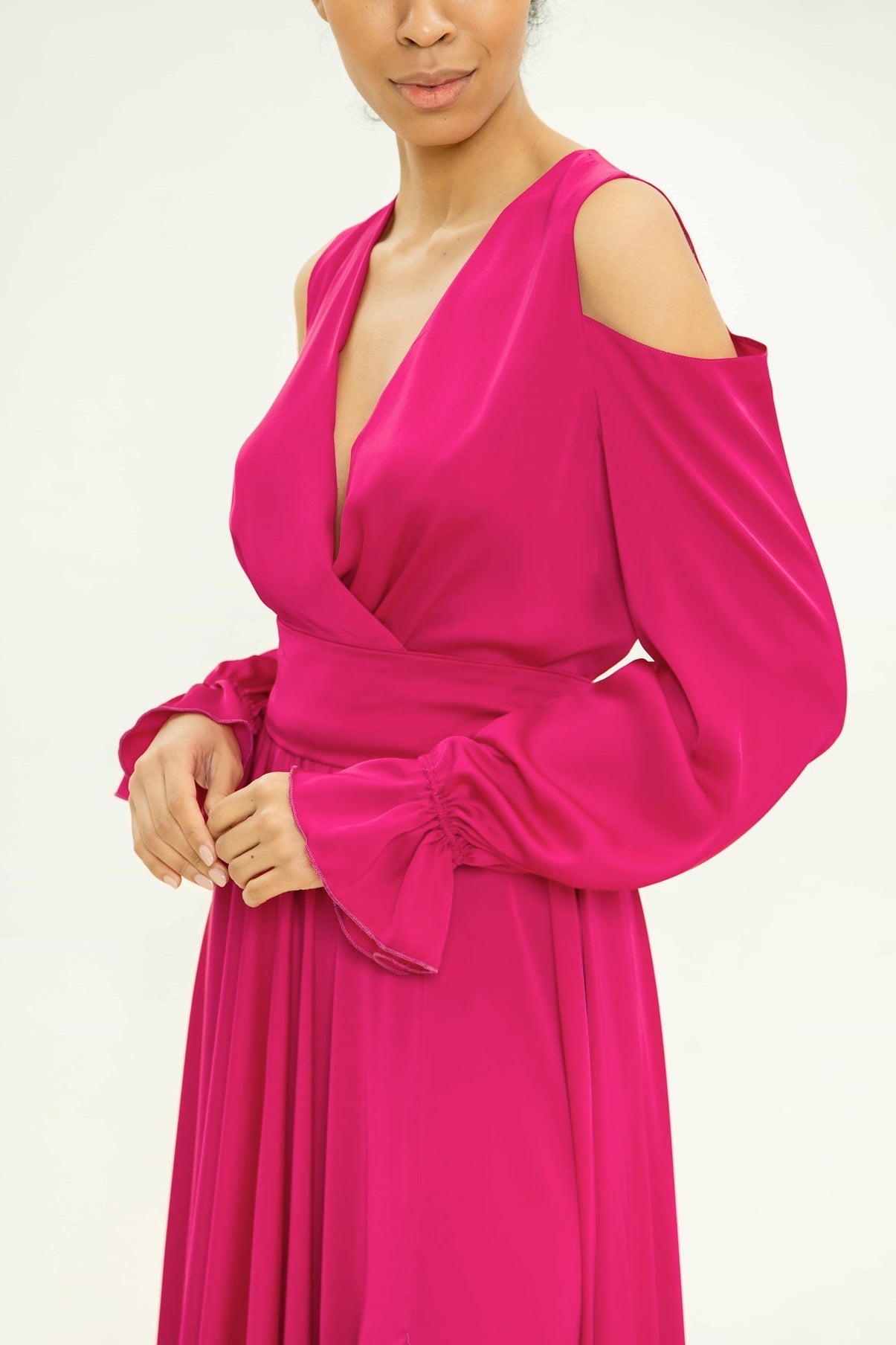 Floor Length Satin Magenta Dress - Lansy Custom Dresses