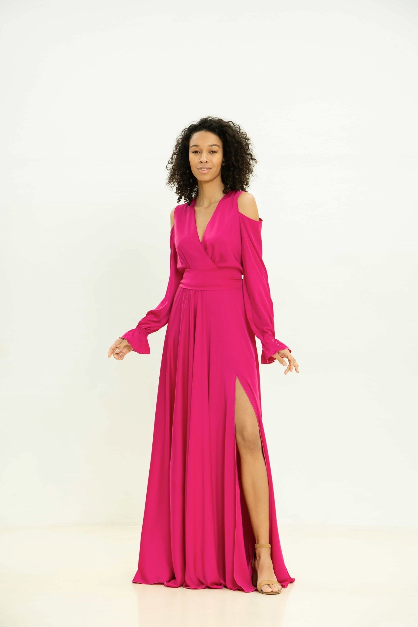 Floor Length Satin Magenta Dress - Lansy Custom Dresses