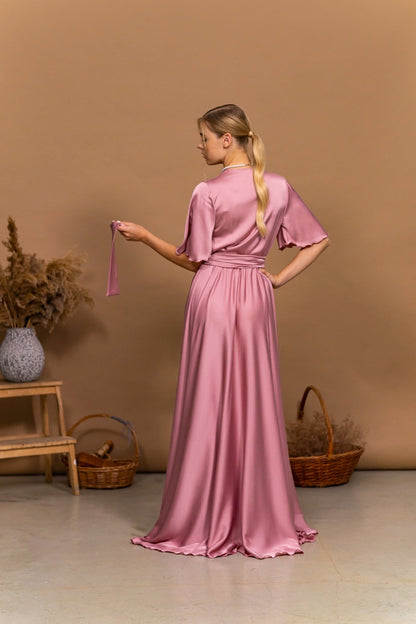 Rose Gold Floor Length Maxi Dress - Lansy Custom Dresses