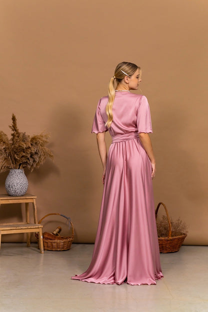 Rose Gold Floor Length Maxi Dress - Lansy Custom Dresses