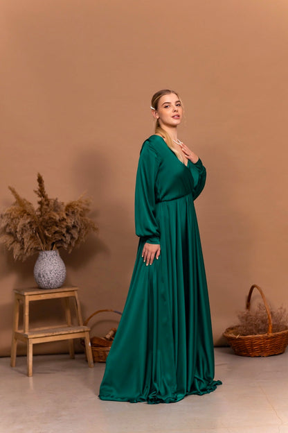 Emerald Green Open Back Maxi Dress - Lansy Custom Dresses