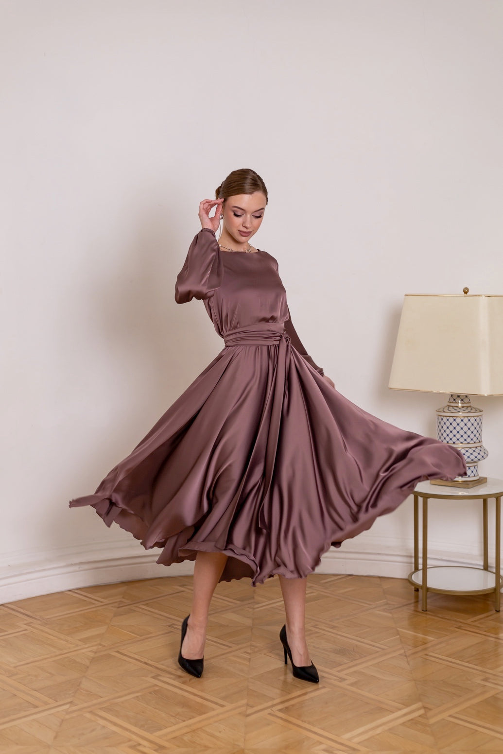 Brown Midi Cocktail Dress - Lansy Custom Dresses