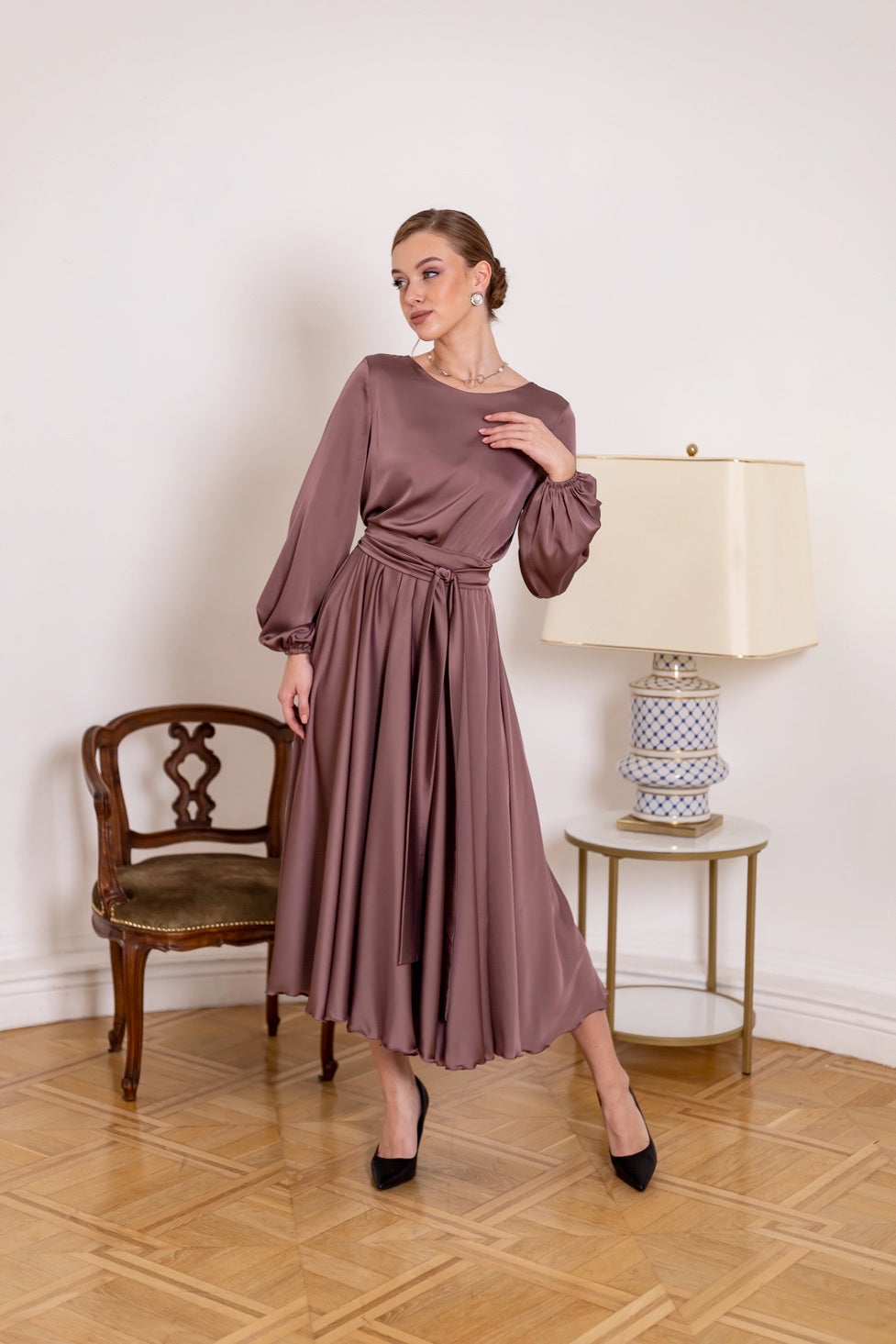 Brown Midi Cocktail Dress - Lansy Custom Dresses