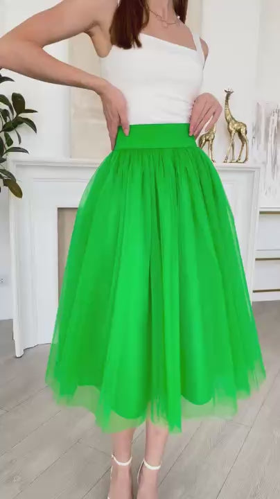 Green Custom Tulle Skirt