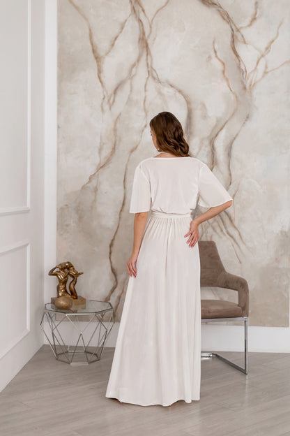 White Long Elegant Velvet Dress